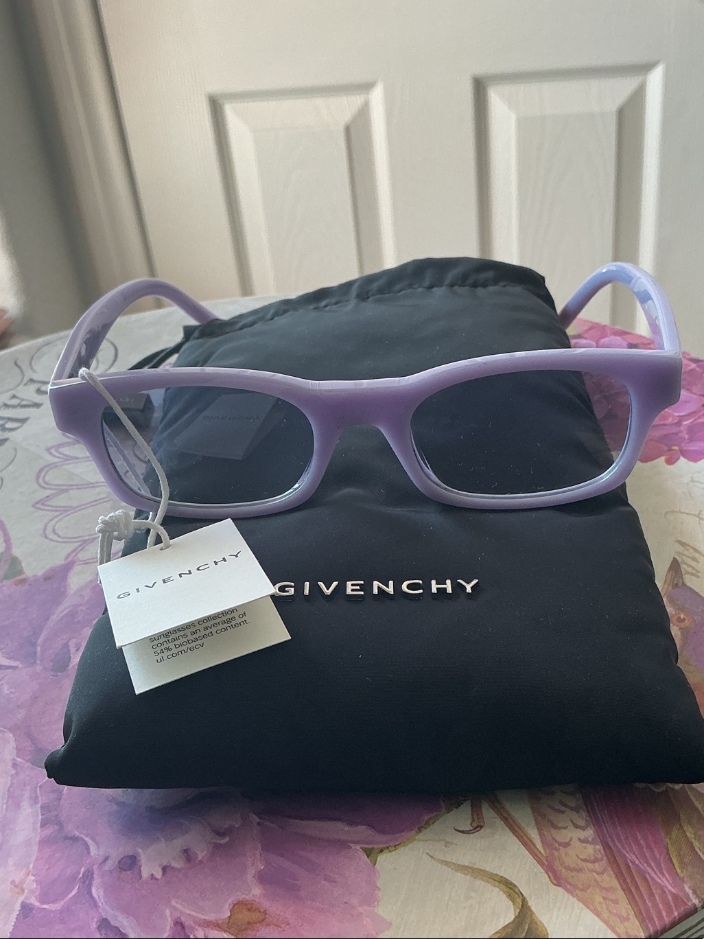 Givenchy Lavender Full-Rim Rectangular Sunglasses